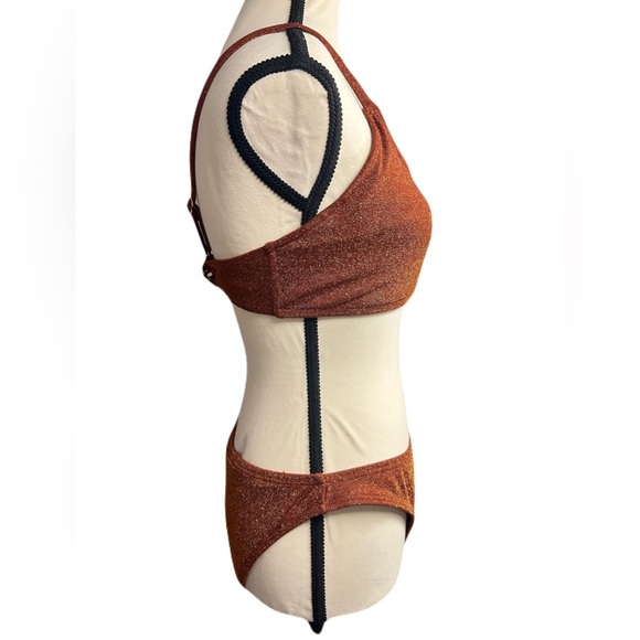 ATTRACO Metallic Lurex Bikini Set Rust Orange XL UPF 50 - Picture 4 of 7